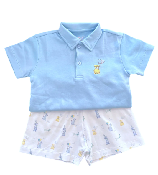 Light Blue Polo Yellow Puppy | Pawty Pups