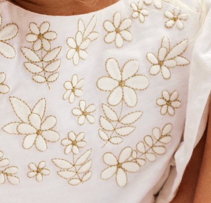 Joan Ruffle Embroidered Bubble | Angel White