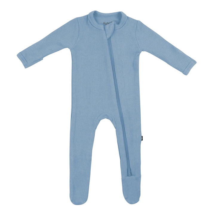 Kyte Ribbed Zipper Footie | Slate
