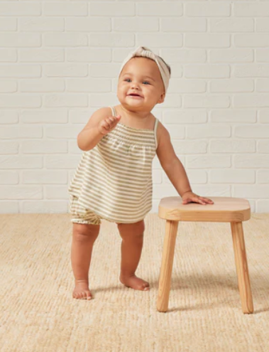 Smocked Tank & Bloomer Set | Sage Stripe