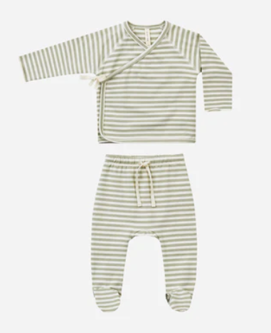 Wrap Top and Pant Set | Sage Stripe