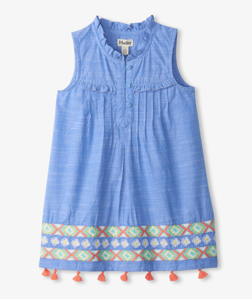 Chambray Pin Tuck Dress