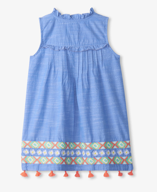 Chambray Pin Tuck Dress
