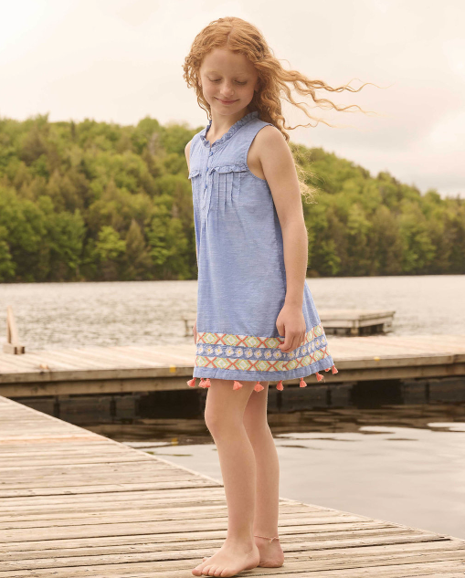 Chambray Pin Tuck Dress