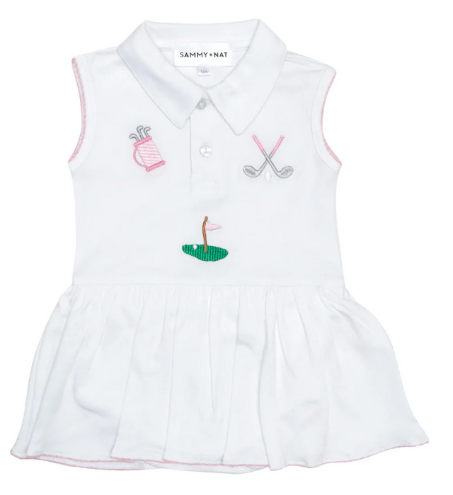 Golf Embroidered Riley Romper | Pink