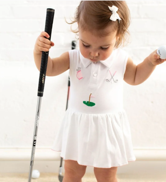 Golf Embroidered Riley Romper | Pink