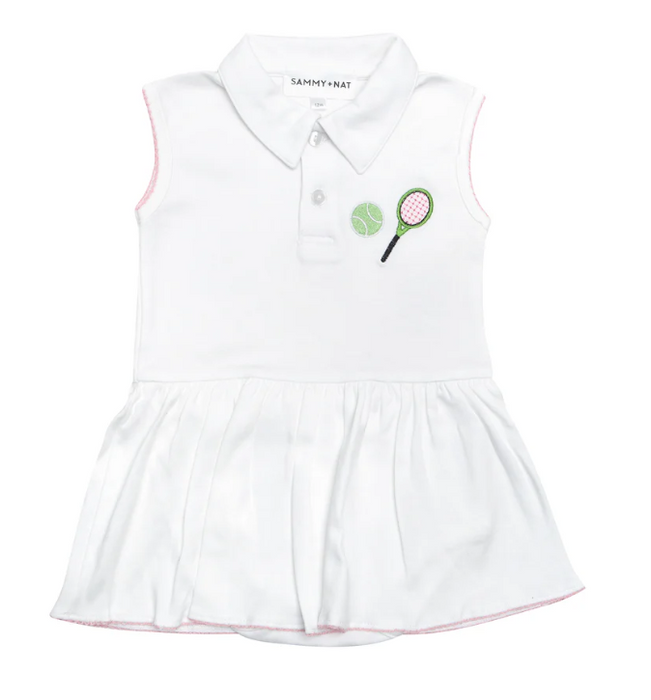 Tennis Embroidered Riley Romper | Pink