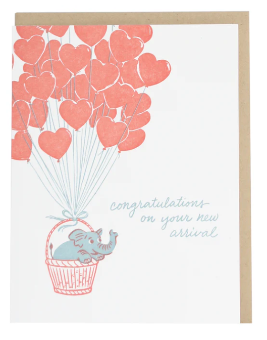 Elephant and Balloons Card