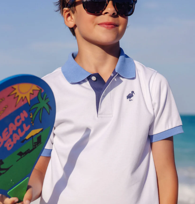 Prim and Proper Polo | Worth Avenue White with Sunrise Blvd Blue Nautical Navy