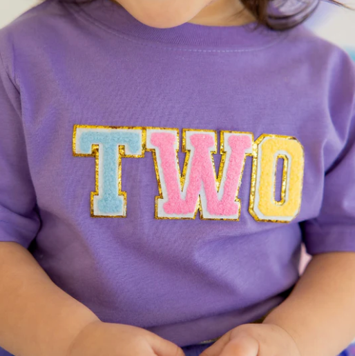 Second Birthday Patch T Shirt | Lavender 2T