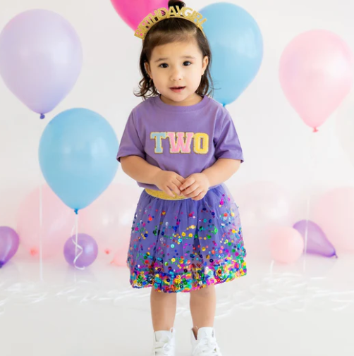 Second Birthday Patch T Shirt | Lavender 2T