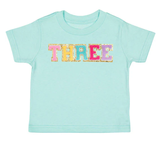 Third Birthday Patch T Shirt | Aqua 3T