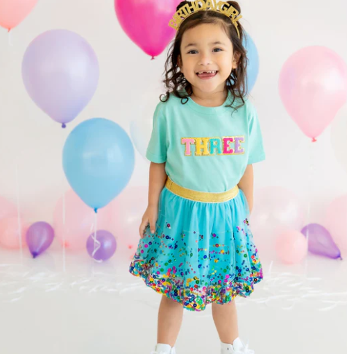 Third Birthday Patch T Shirt | Aqua 3T
