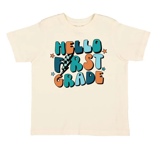 Hello First Grade T Shirt | Natural