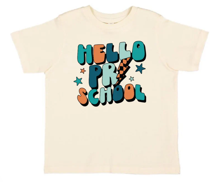 Hello Preschool T Shirt | Natural