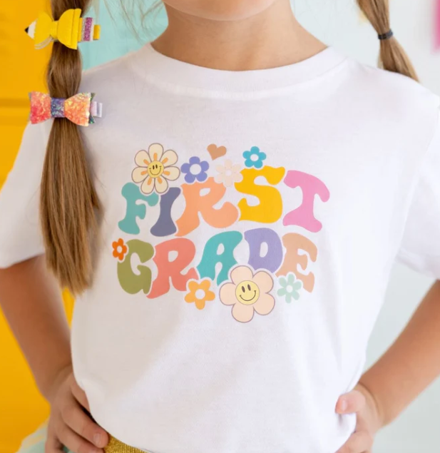 Retro First Grade T Shirt | White