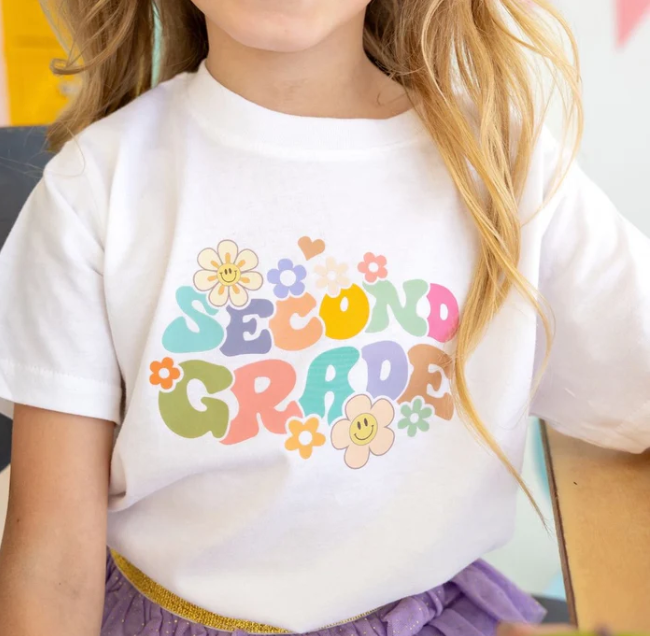 Retro Second Grade T Shirt | White