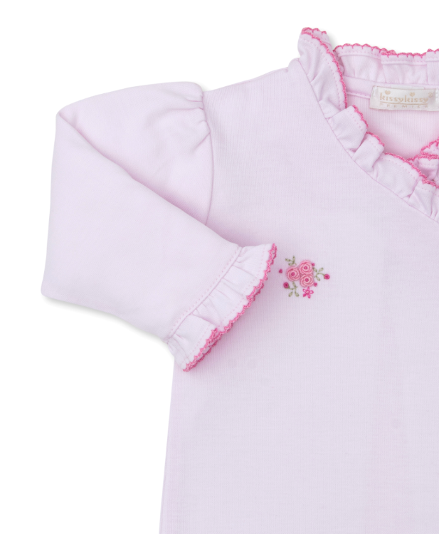 SCE Roses and Blooms Footie w/Hand Embroidery