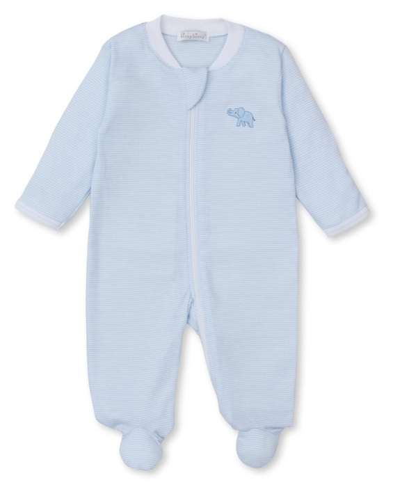 Jungle Oasis Blue Stripe Footie w/ Zipper