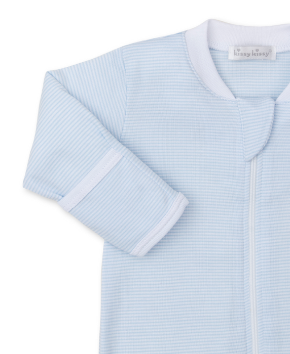 Jungle Oasis Blue Stripe Footie w/ Zipper