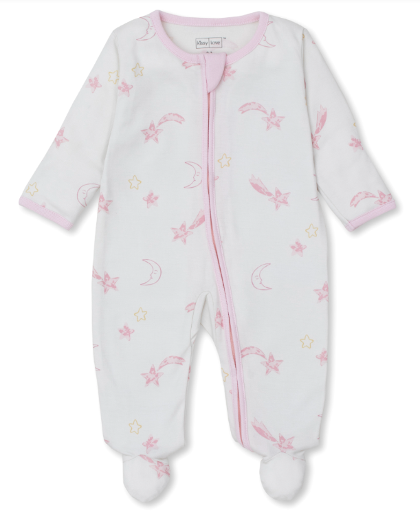 Pink Starry Sky Footie w/ Zipper