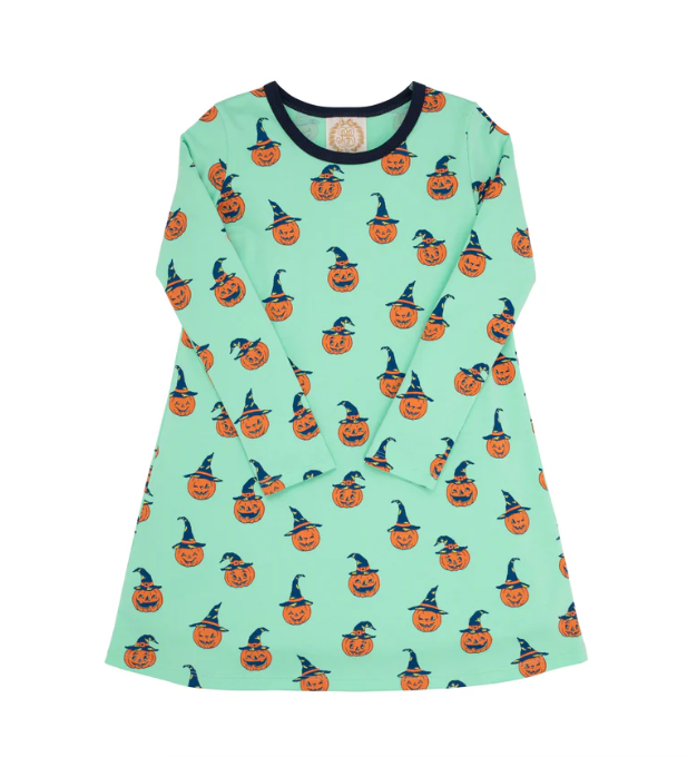 Long Sleeve Polly Play Dress | Olde Jolly Jack O Lantern