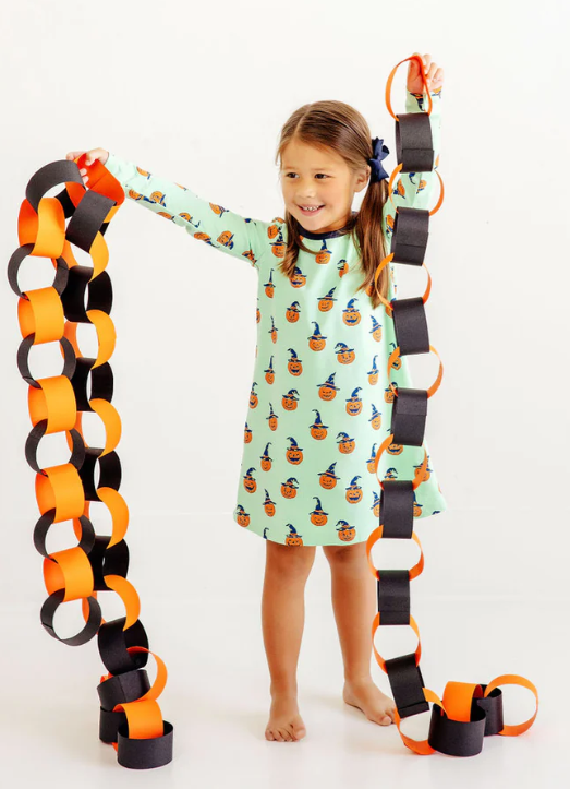 Long Sleeve Polly Play Dress | Olde Jolly Jack O Lantern