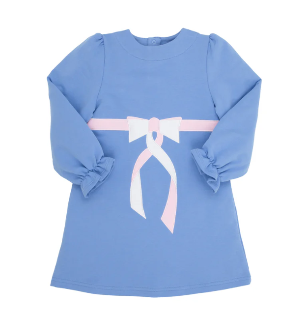 Eliza's Applique Dress | Barbados Blue /Palm Beach Pink & Worth Ave White Bow