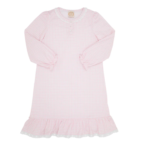 Marnie Morning Gown Long Sleeve  | Palm Beach Pink/Worth Ave White Gingham