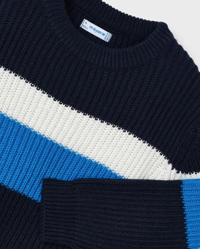 Ribbed Blue Stripe Sweater  | 4335