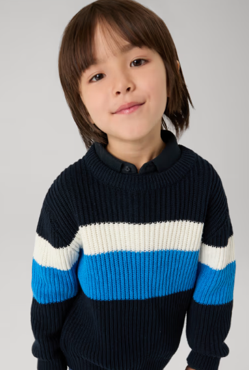 Ribbed Blue Stripe Sweater  | 4335
