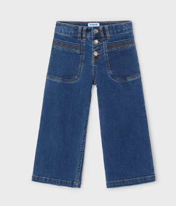 Girls Wide Leg Medium Wash Denim | 4547