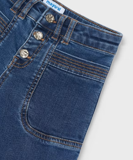 Girls Wide Leg Medium Wash Denim | 4547