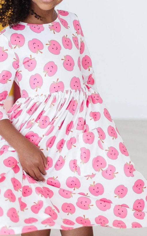 Apple of My Eye 3/4 Sleeve Pocket Twirl Dress