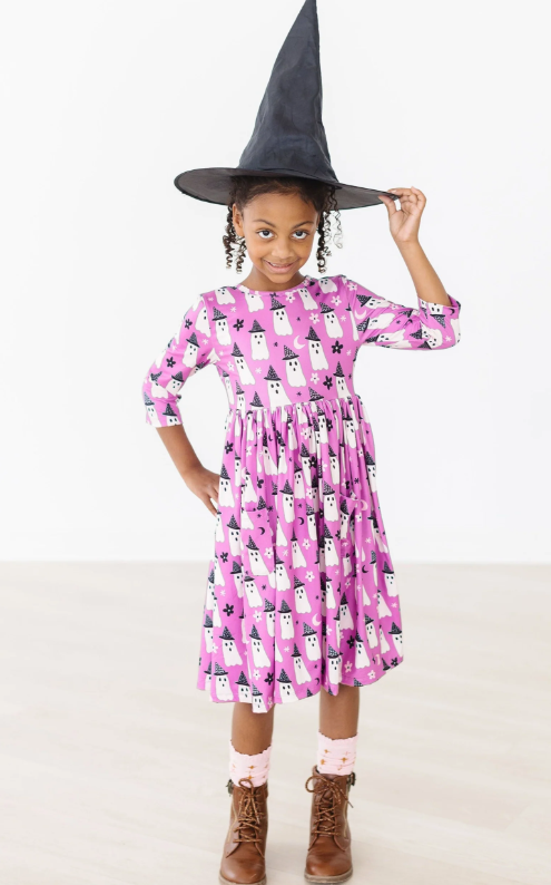 Witches Boo 3/4 Sleeve Pocket Twirl Dress