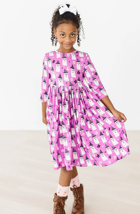 Witches Boo 3/4 Sleeve Pocket Twirl Dress