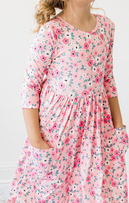 Azalea 3/4 Sleeve Pocket Twirl Dress