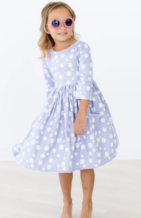 Dainty Daisies 3/4 Sleeve Pocket Twirl Dress
