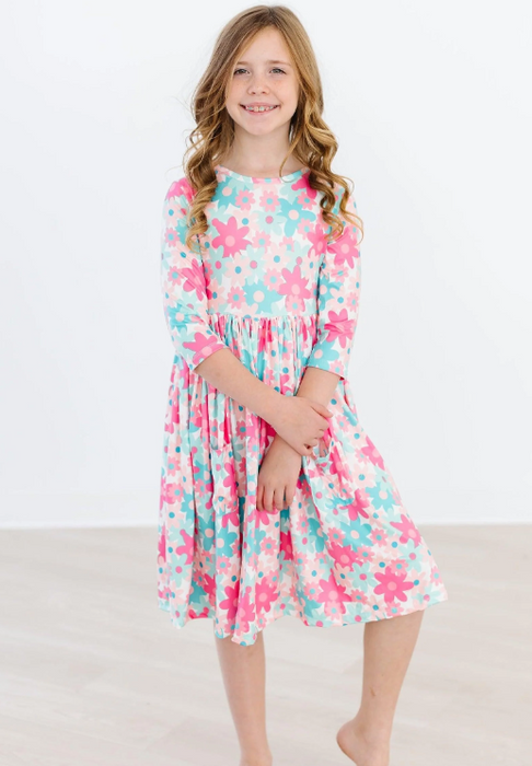 Petal Perfection 3/4 Sleeve Pocket Twirl Dress