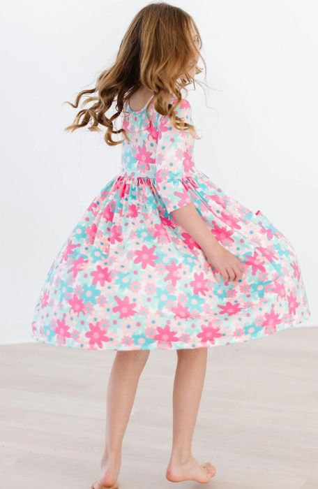 Petal Perfection 3/4 Sleeve Pocket Twirl Dress