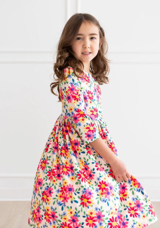 Last Bud Not Least 3/4 Sleeve Pocket Twirl Dress