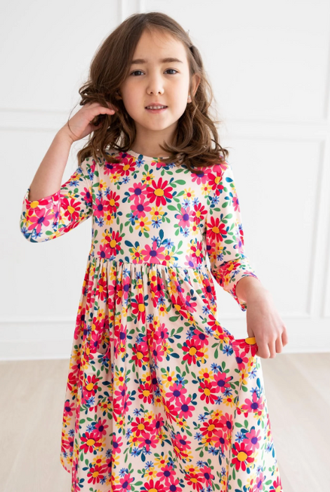 Last Bud Not Least 3/4 Sleeve Pocket Twirl Dress