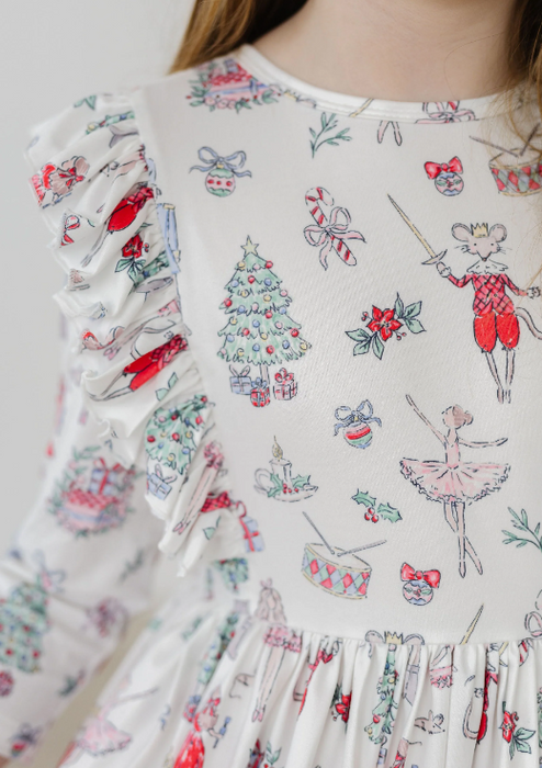 Clara's Christmas Ruffle Twirl Dress