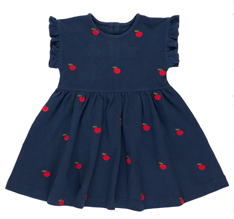 Adaline Ruffle Dress | Apple Embroidery