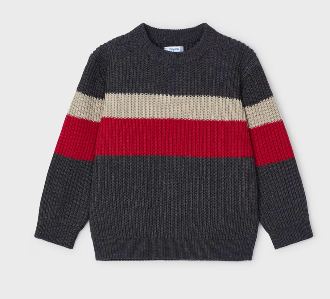 Ribbed Red Stripe Sweater  | 4335