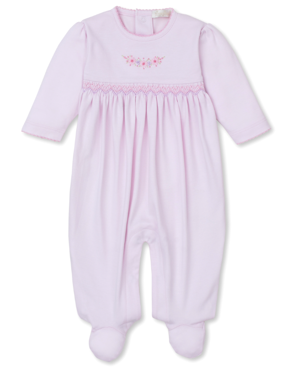 Pink Premier Fall Swag Footie w/ Hand Smocking