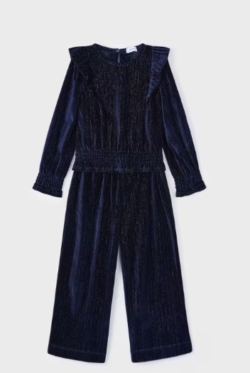 Navy Shimmer Velvet Pant Set | 4550