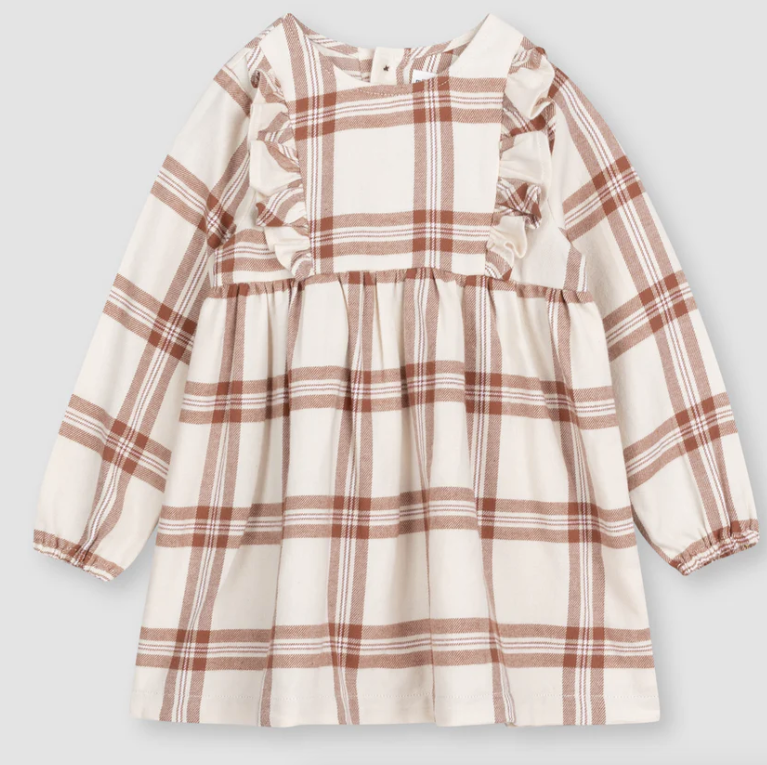 Copper Plaid Flannel Dress