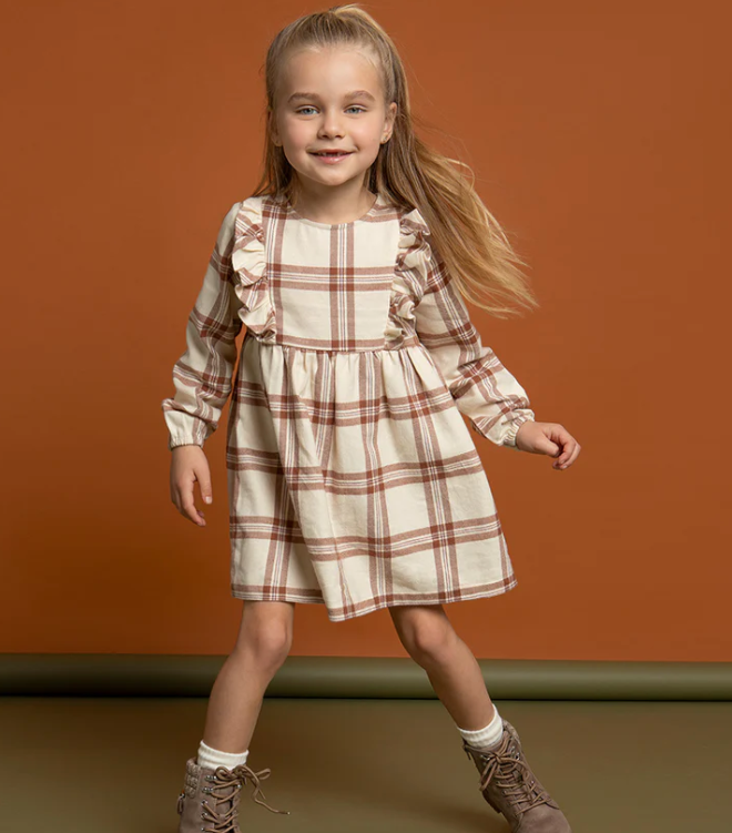 Copper Plaid Flannel Dress