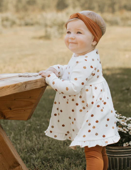 Pumpkin Print Rib Dress Set
